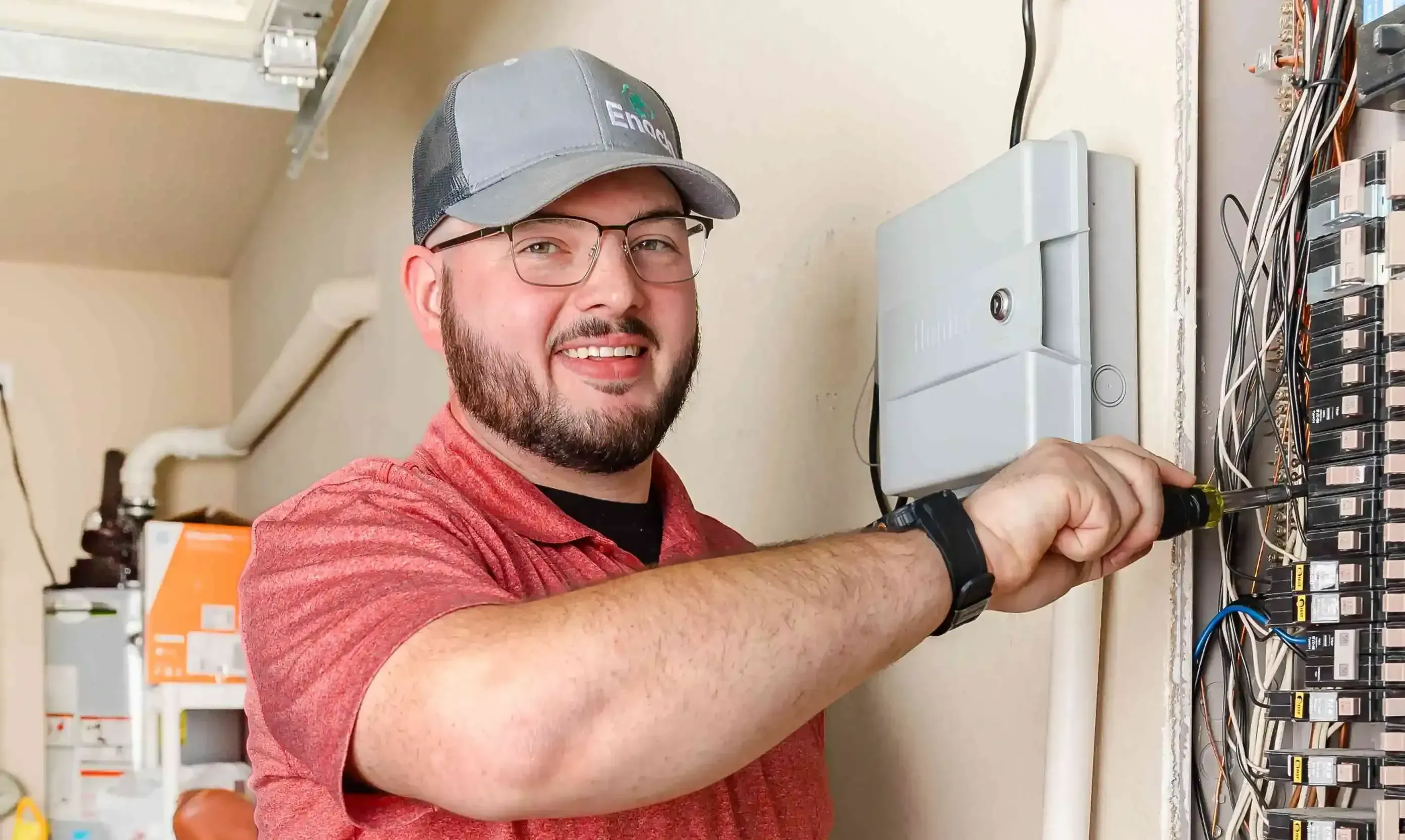 technician checking electric panel